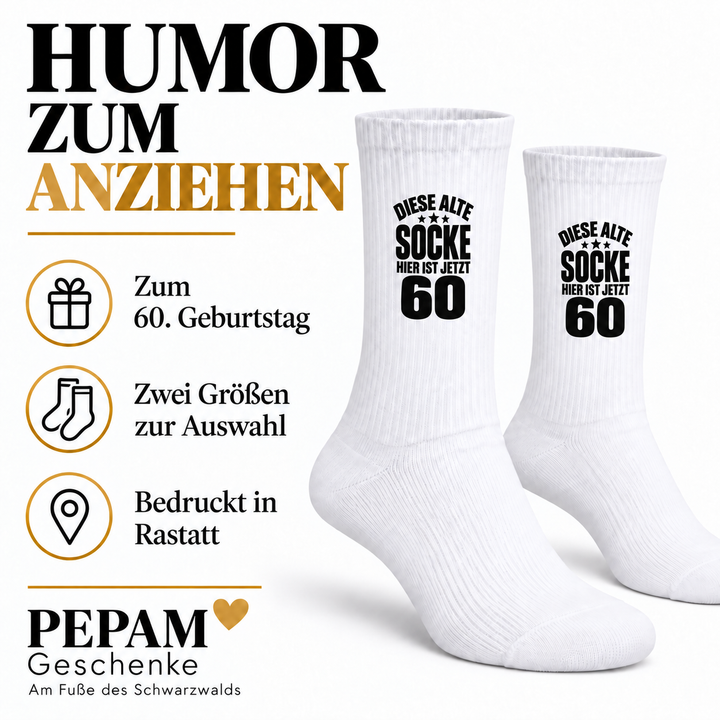 Geburtstagssocken mit Motivdruck aus Rastatt