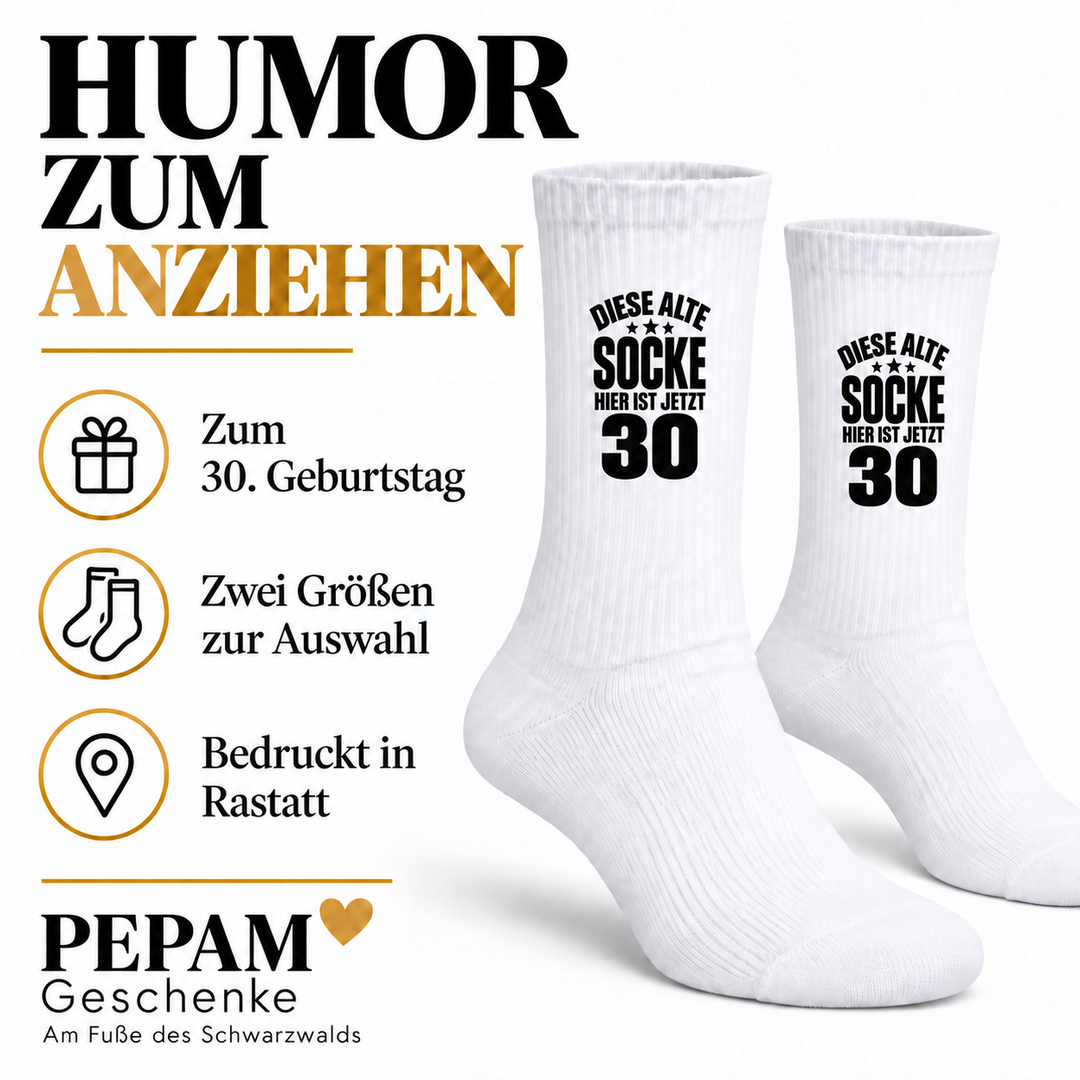 Geburtstagssocken mit Motivdruck aus Rastatt