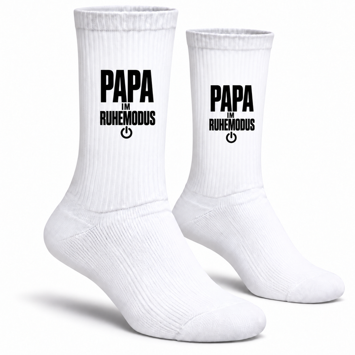 Weiße Socken Papa im Ruhemodus – Paar mit kompaktem schwarzem Motiv