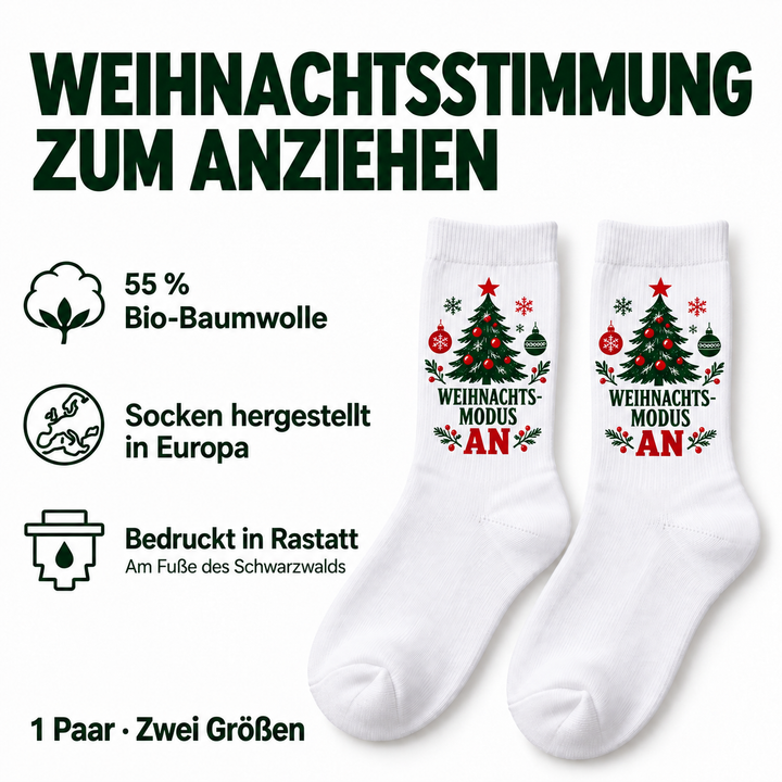 55 Prozent Bio-Baumwolle, Socken aus Europa und bedruckt in Rastatt