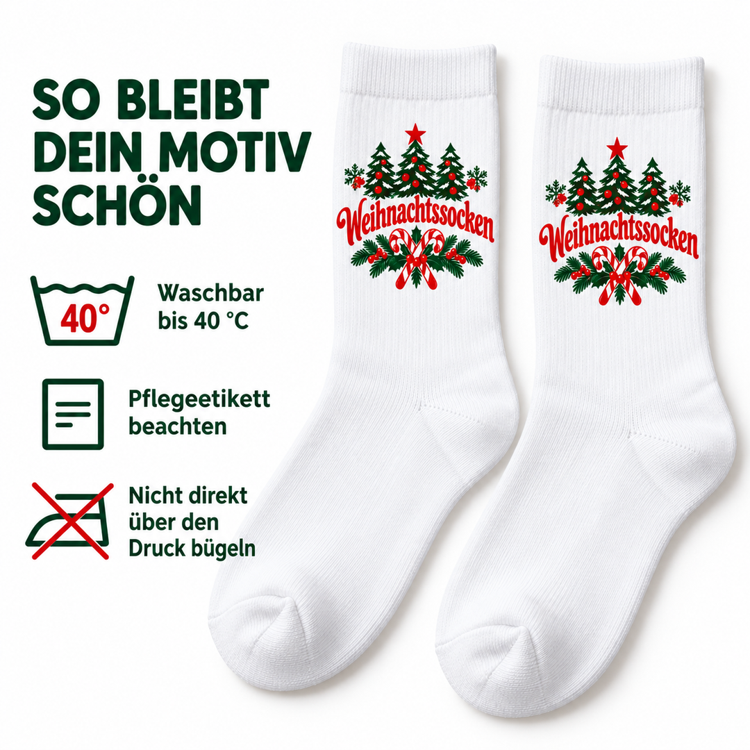Pflegehinweise für Weihnachtssocken – waschbar bis 40 Grad