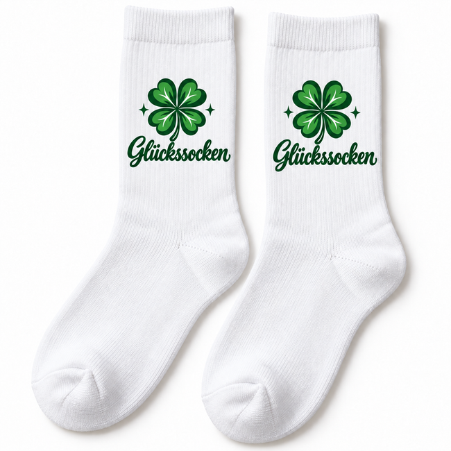 Glückssocken mit Kleeblatt – Glücksbringer-Socken als Geschenk