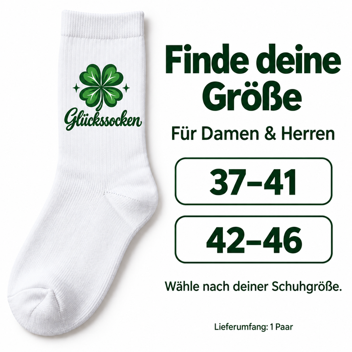 Glückssocken Größen 37–41 und 42–46, ein Paar