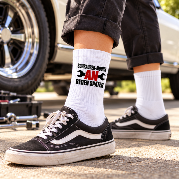 Weiße Mechaniker-Socken für Damen und Autoschrauberinnen