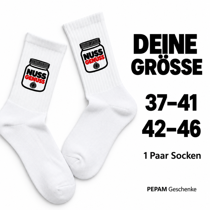 Nussgenuss-Socken in den Größen 37–41 und 42–46, Lieferumfang ein Paar