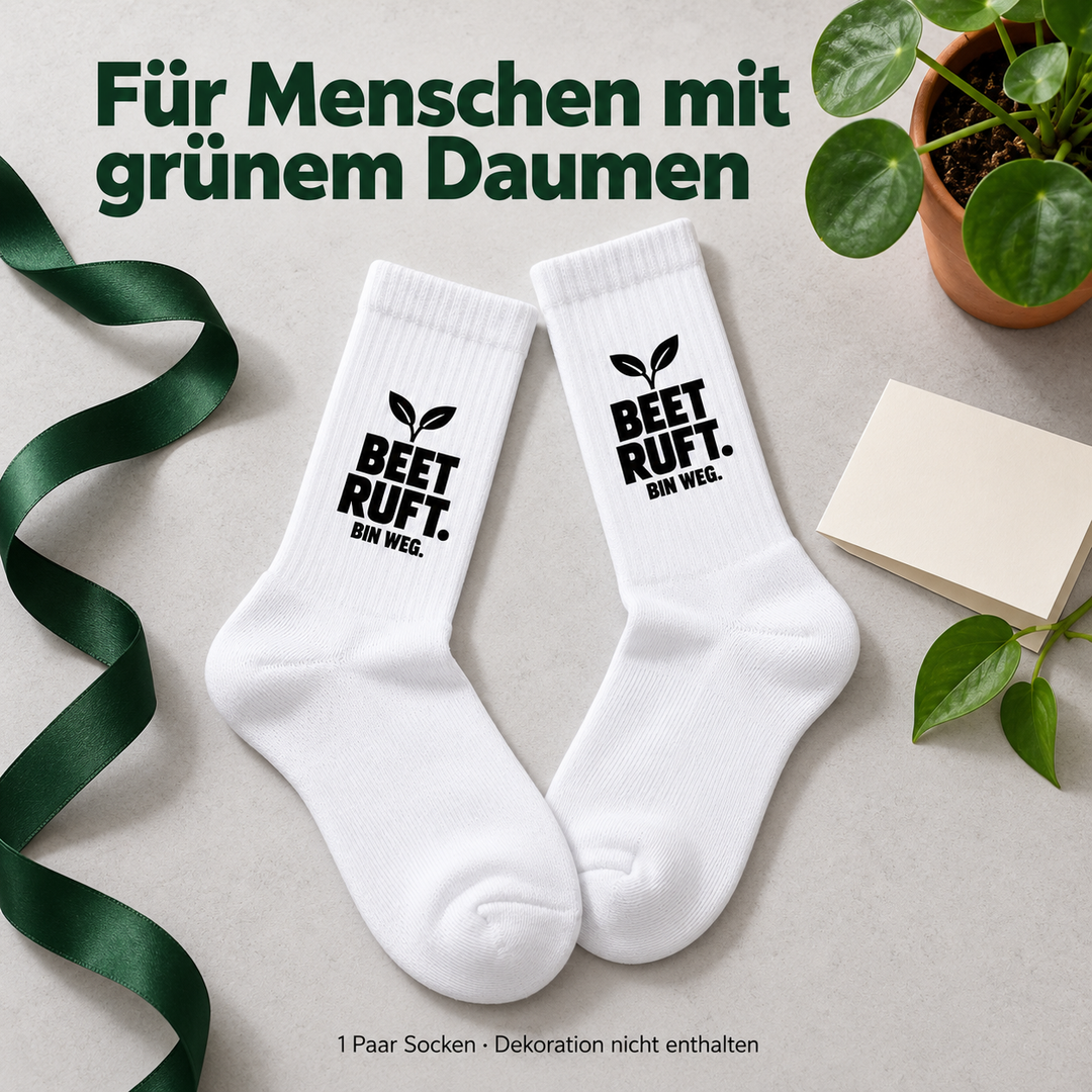 Geschenk für Menschen mit grünem Daumen: ein Paar Garten-Socken, Dekoration nicht enthalten