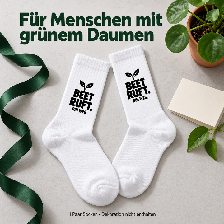 Geschenk für Menschen mit grünem Daumen: ein Paar Garten-Socken, Dekoration nicht enthalten