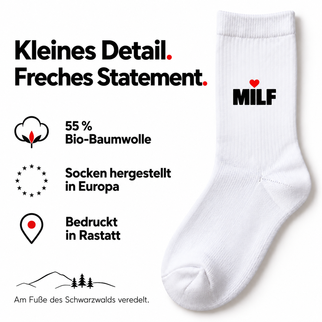 Socken mit 55 Prozent Bio-Baumwolle, bedruckt in Rastatt