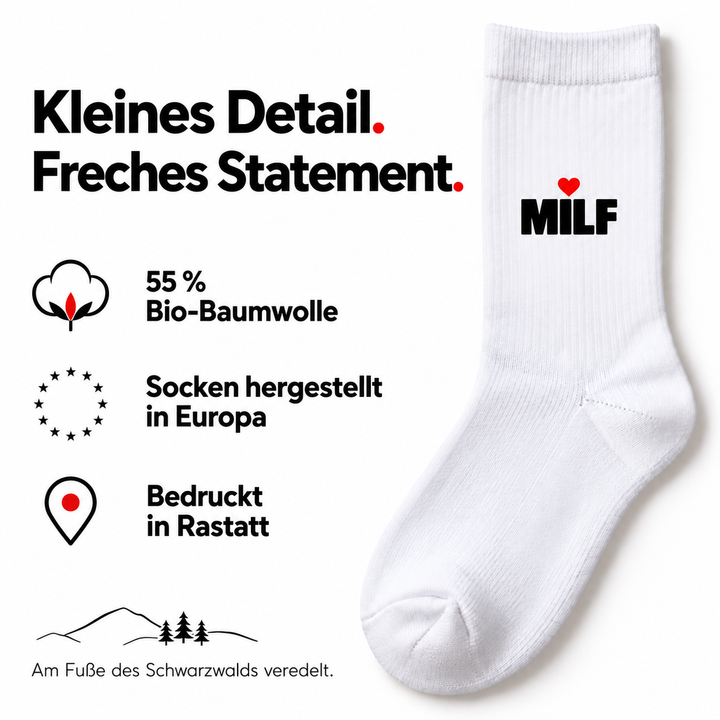 Socken mit 55 Prozent Bio-Baumwolle, bedruckt in Rastatt