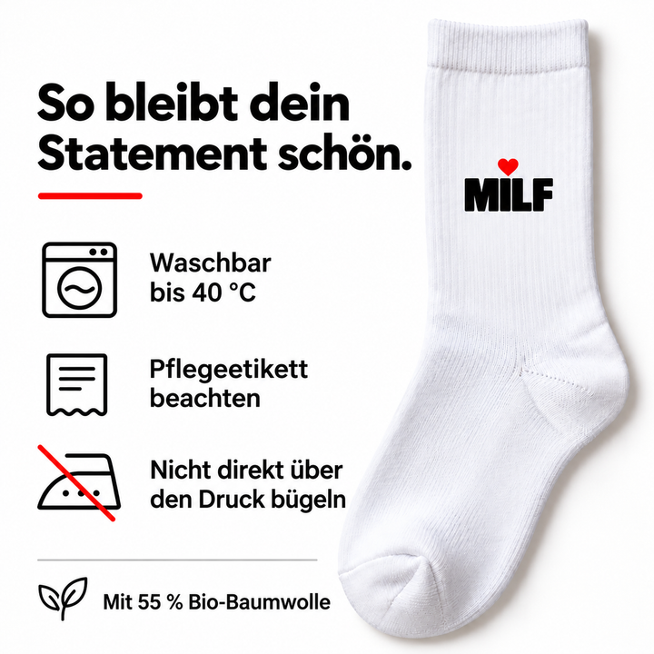 Pflege der MILF Socken: waschbar bis 40 Grad