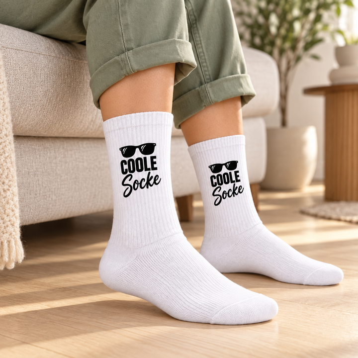 COOLE Socke – weiße Socken mit Sonnenbrille und Druck am Schaft – lifestyle-damen