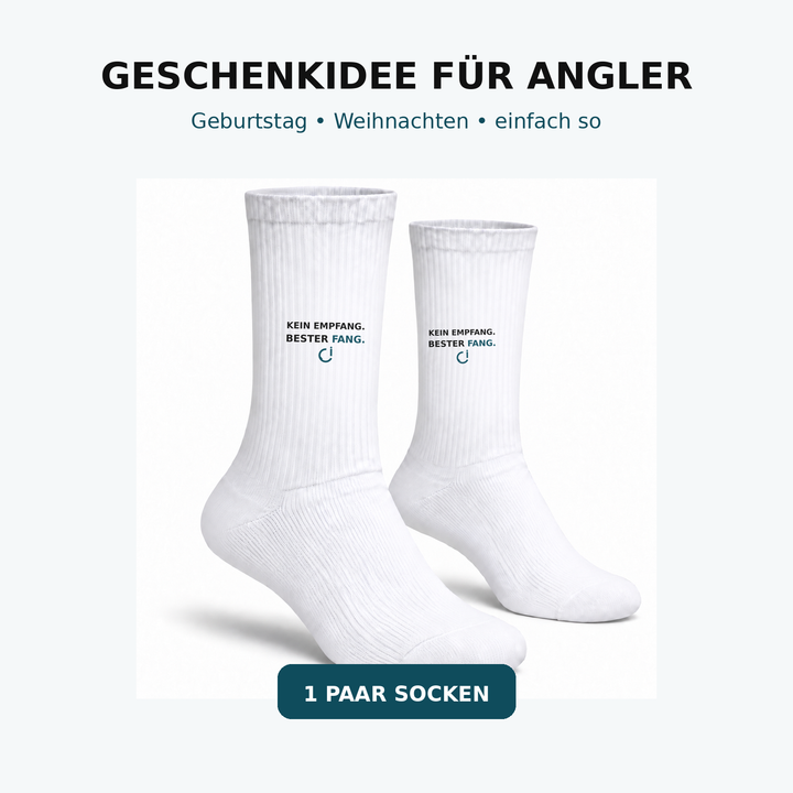 Geschenkidee für Angler mit Kein Empfang Bester Fang Socken