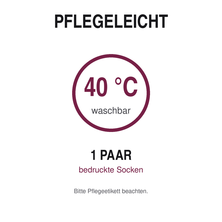 Pflegehinweis für PEPAM Beste-Freundin-Socken waschbar bei 40 Grad