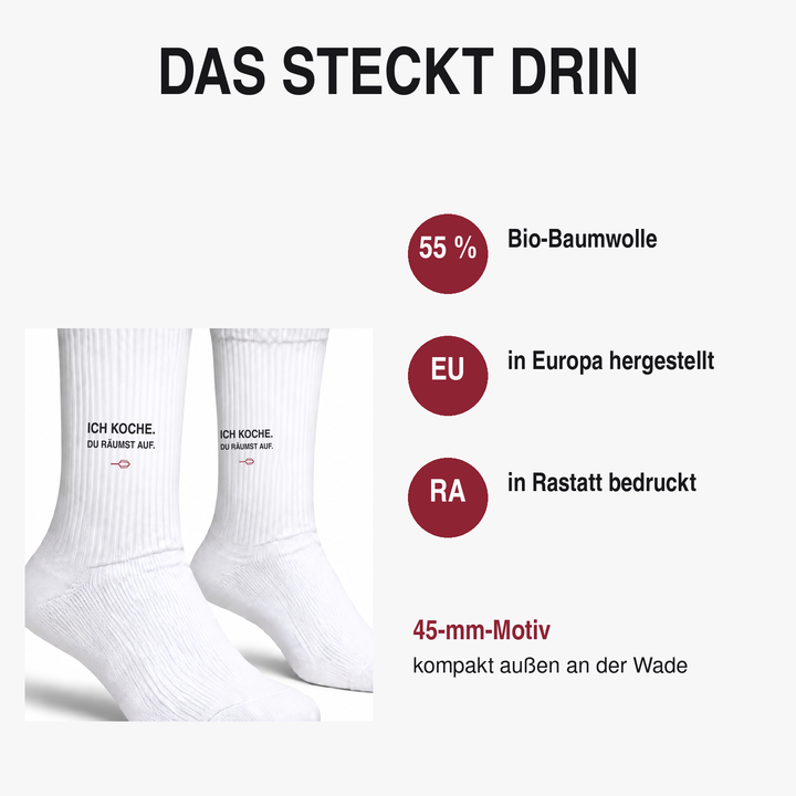 PEPAM Koch-Socken mit 55 Prozent Bio-Baumwolle und Druck in Rastatt