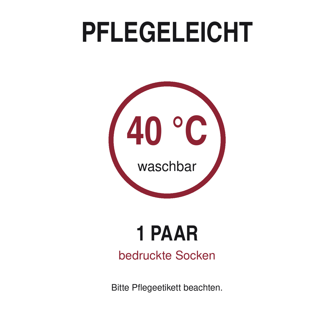 Pflegehinweis für PEPAM Koch-Socken waschbar bei 40 Grad