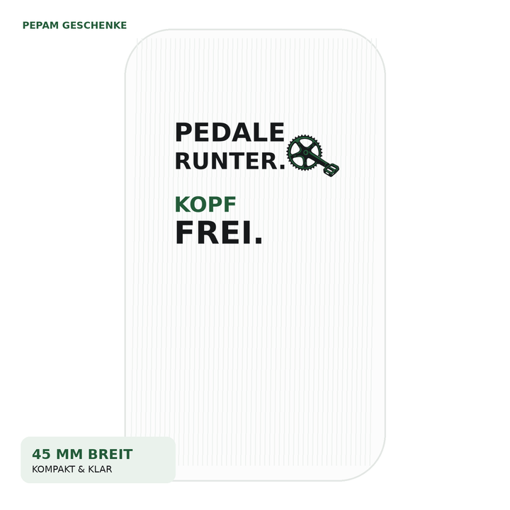 Detailansicht des kompakten 45-mm-Aufdrucks mit Kettenblatt und Pedale