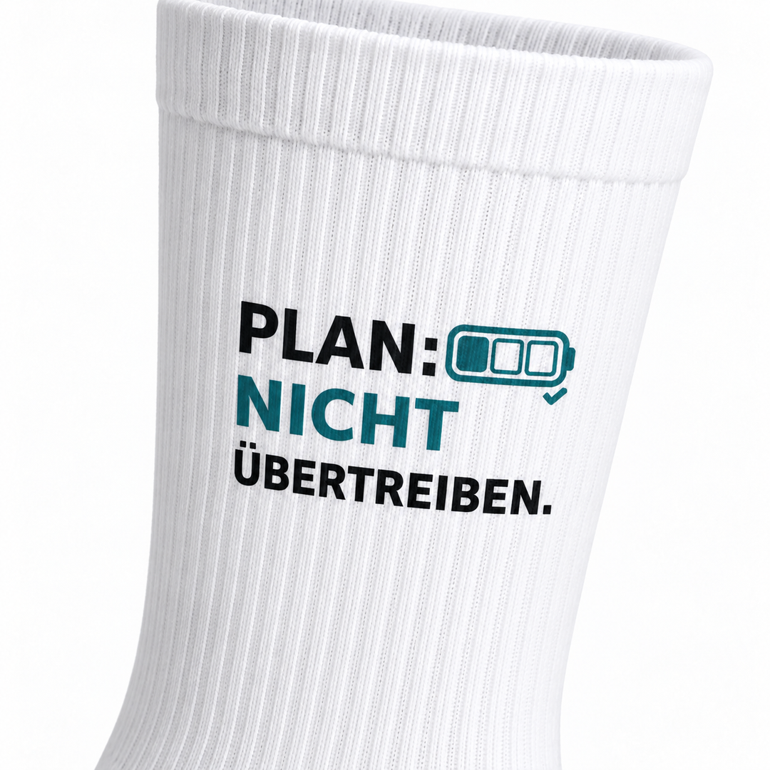 Plan: Nicht übertreiben. – Detail des aufgedruckten Motivs