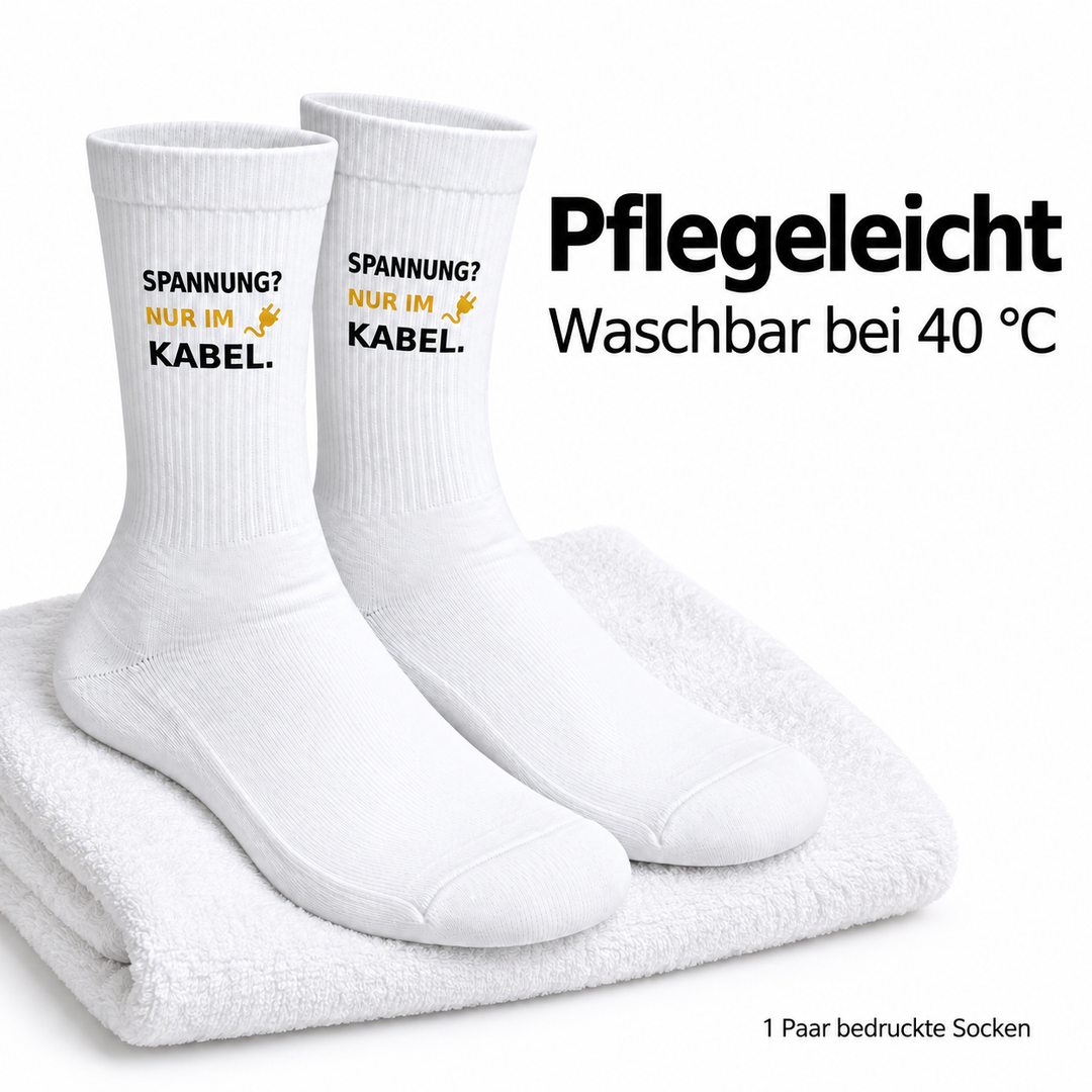 Spannung? Nur im Kabel. – Waschbar bei 40 °C