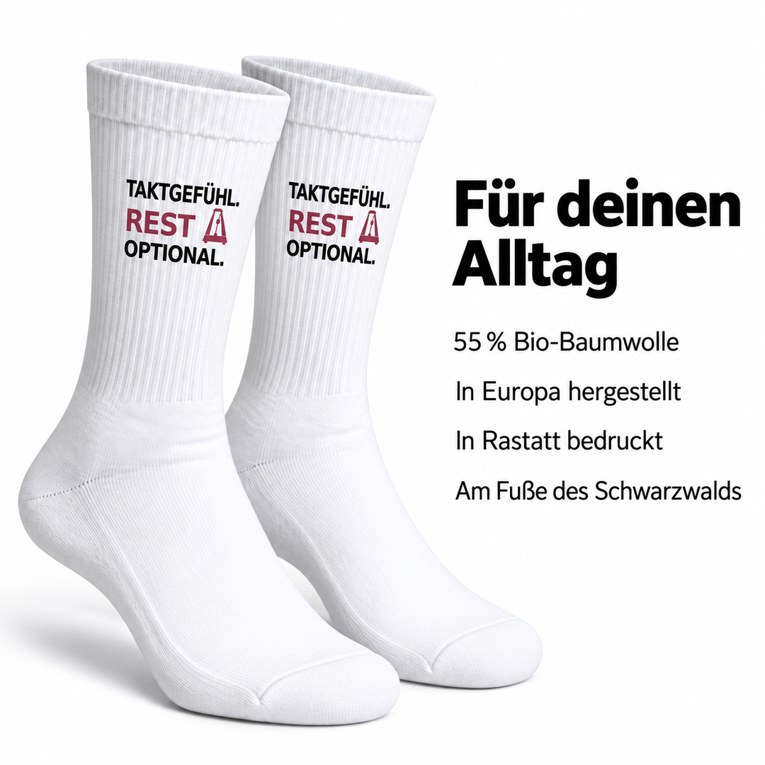 Taktgefühl. Rest optional. – 55 % Bio-Baumwolle, hergestellt in Europa und bedruckt in Rastatt