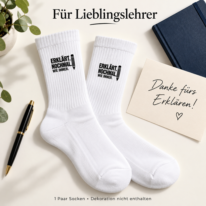 Geschenkidee für Lieblingslehrer: ein Paar Socken; Dekoration nicht enthalten