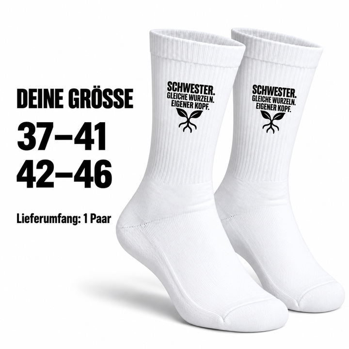 Schwester-Socken in den Größen 37–41 und 42–46, Lieferumfang ein Paar