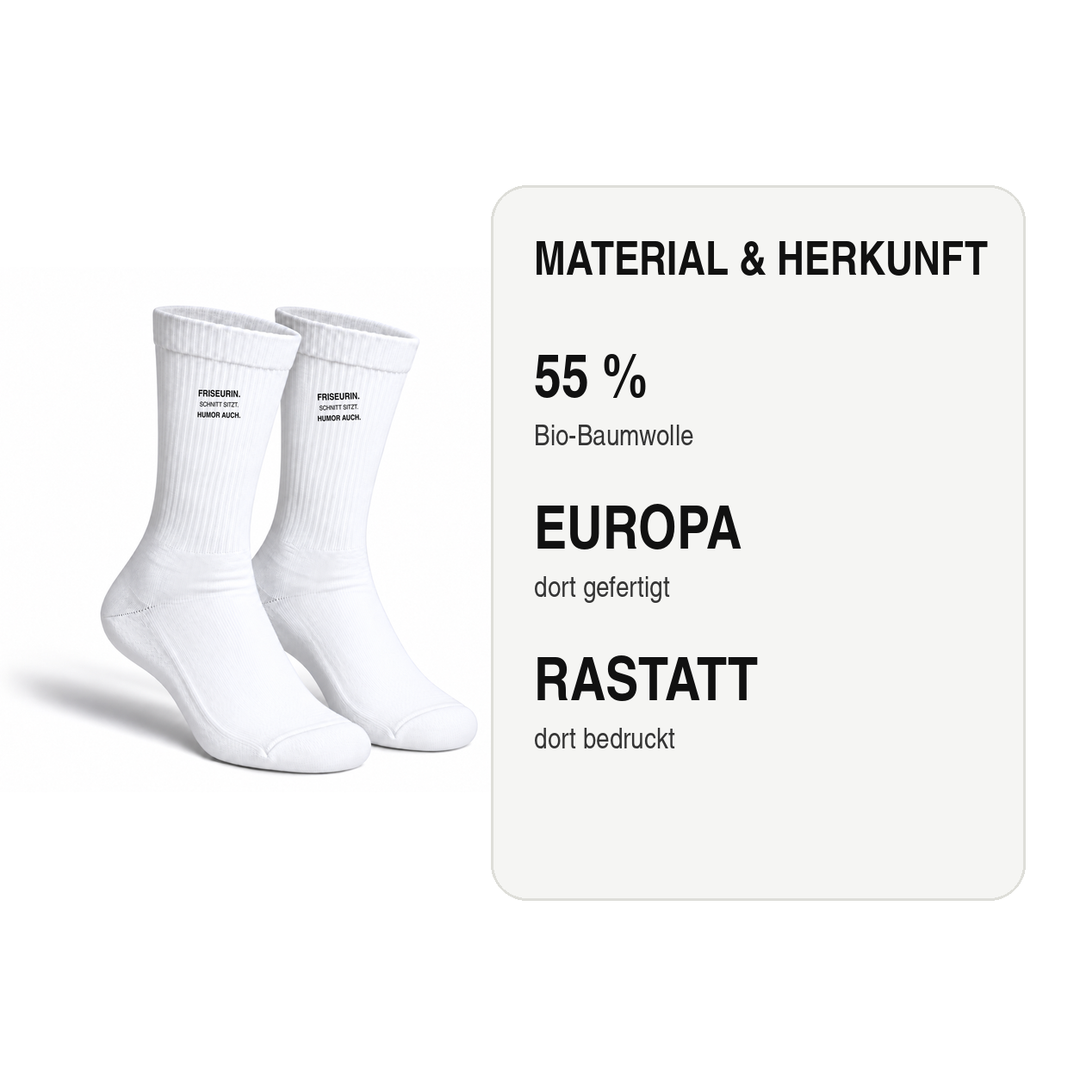 Socken aus 55 Prozent Bio-Baumwolle, in Europa gefertigt und in Rastatt bedruckt