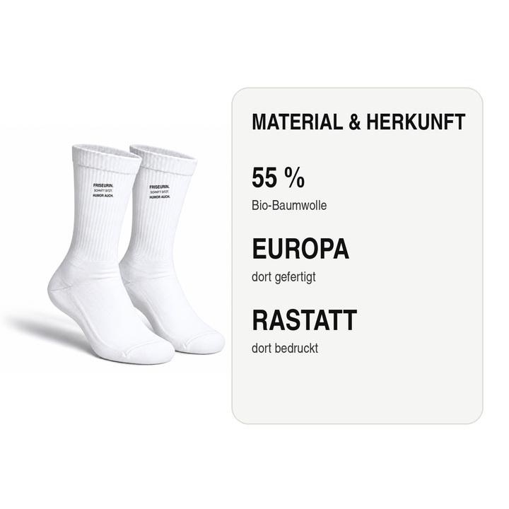 Socken aus 55 Prozent Bio-Baumwolle, in Europa gefertigt und in Rastatt bedruckt