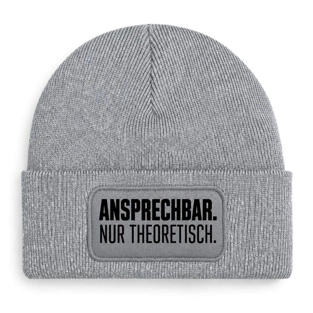 PEPAM Mütze ANSPRECHBAR. NUR THEORETISCH. – Grau, Vorderansicht