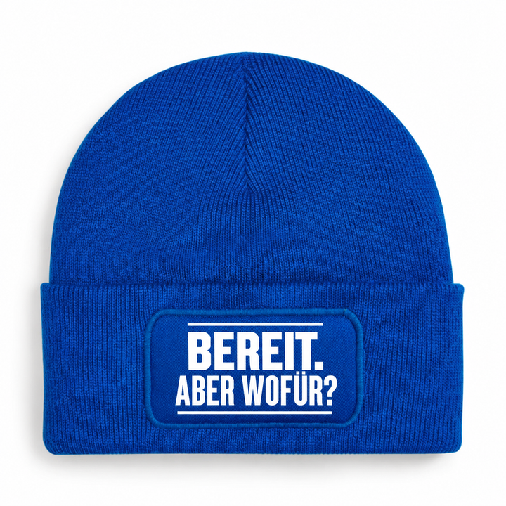 Mütze BEREIT. ABER WOFÜR? in Blau