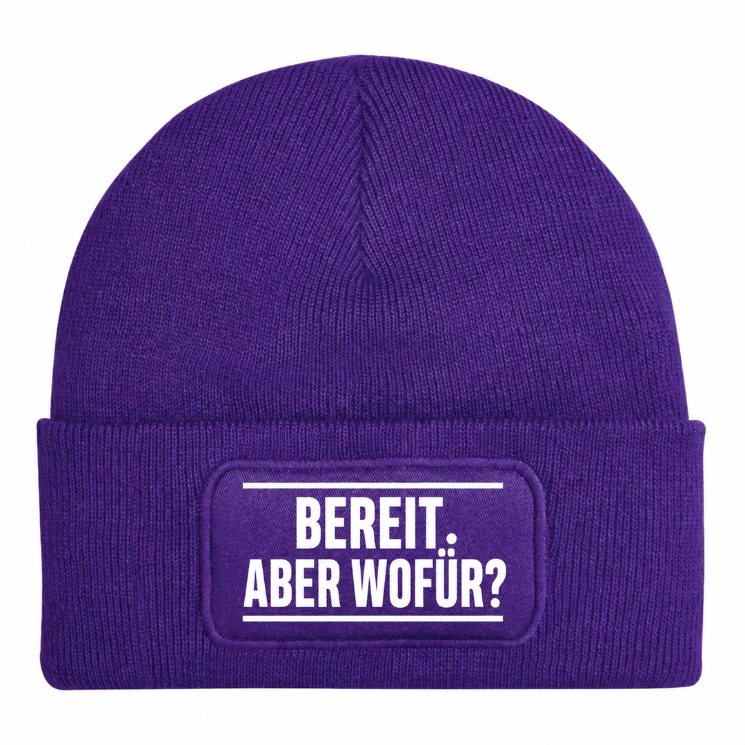 Mütze BEREIT. ABER WOFÜR? in Lila