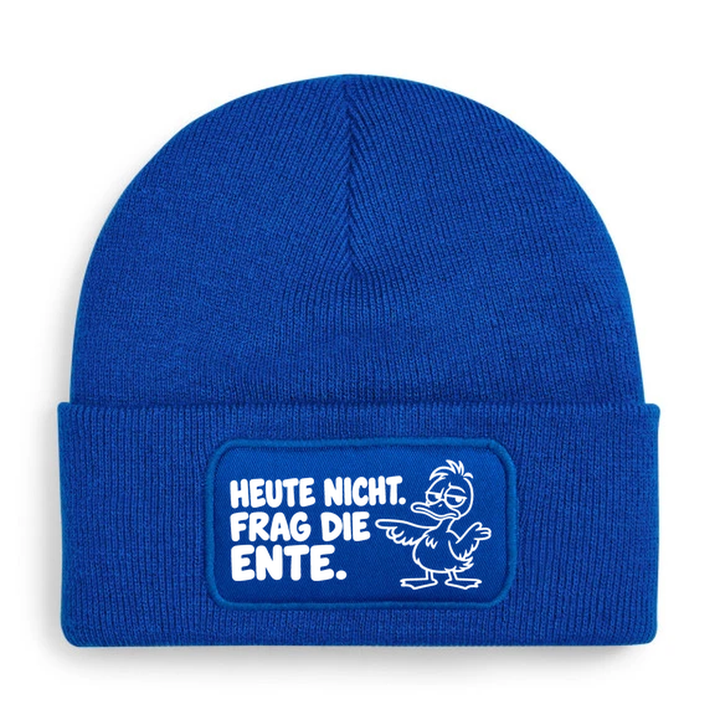 Mütze HEUTE NICHT. FRAG DIE ENTE. Comic-Ente Blau