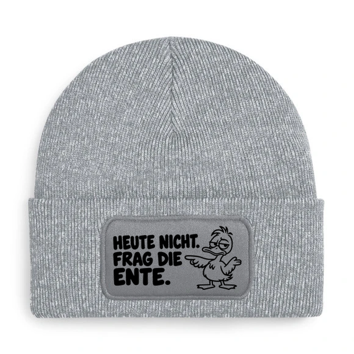 Mütze HEUTE NICHT. FRAG DIE ENTE. Comic-Ente Grau