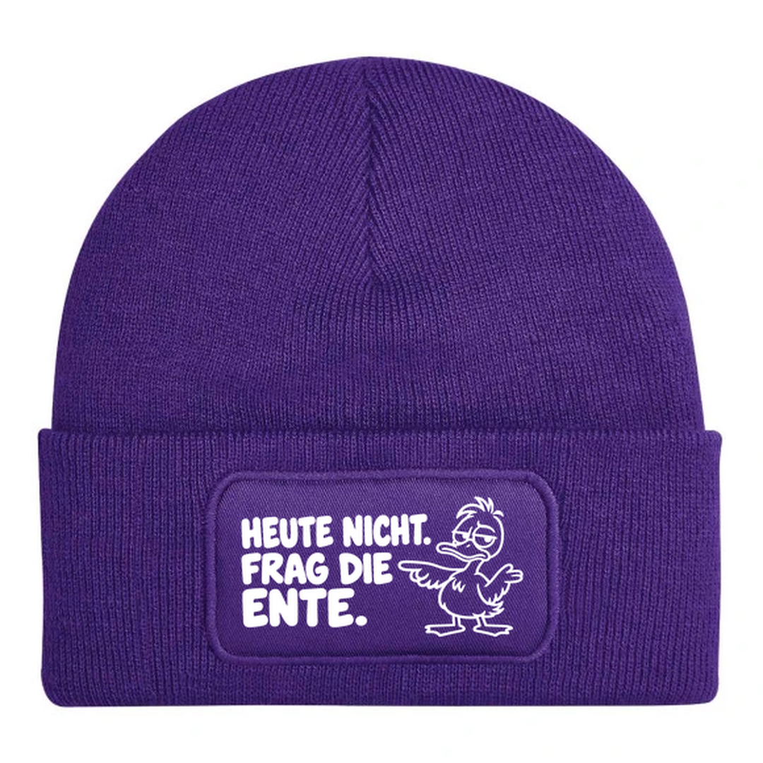 Mütze HEUTE NICHT. FRAG DIE ENTE. Comic-Ente Lila