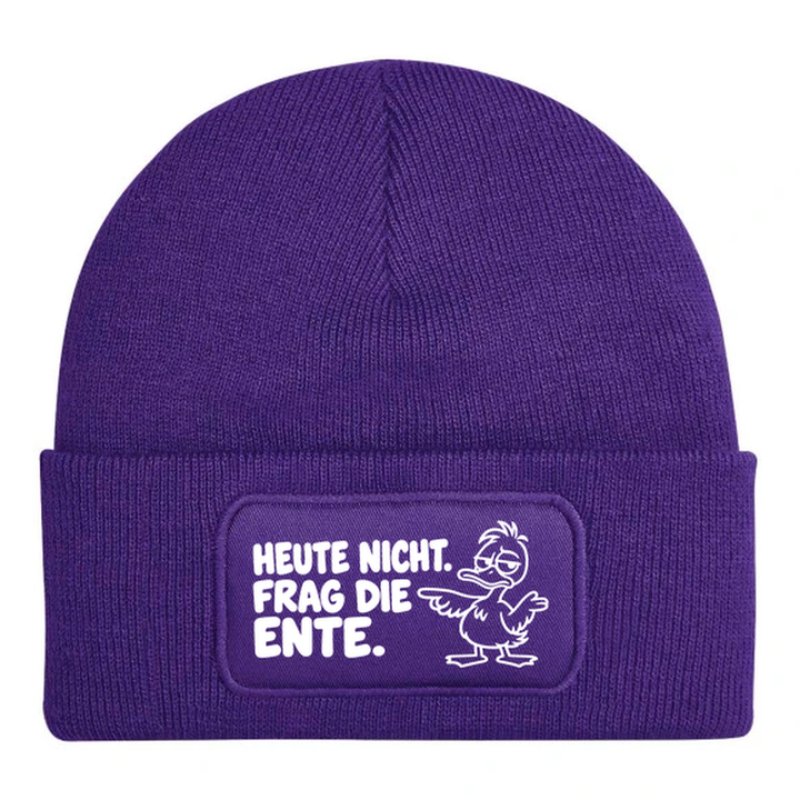Mütze HEUTE NICHT. FRAG DIE ENTE. Comic-Ente Lila