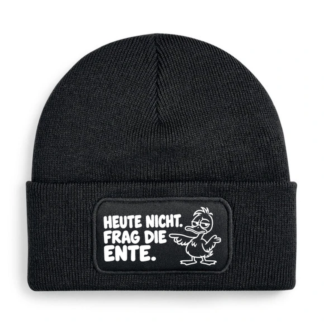 Mütze HEUTE NICHT. FRAG DIE ENTE. Comic-Ente Schwarz
