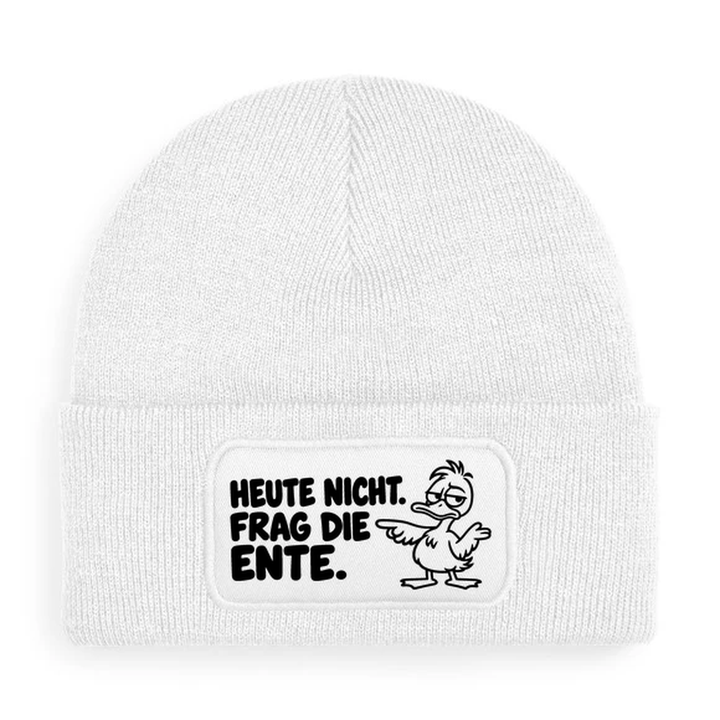 Mütze HEUTE NICHT. FRAG DIE ENTE. Comic-Ente Weiß