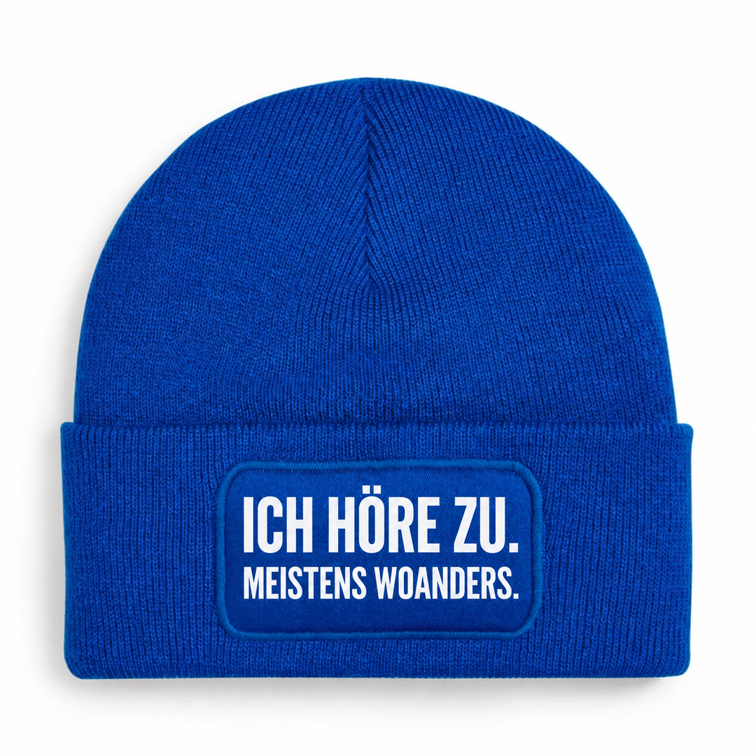 PEPAM Mütze „ICH HÖRE ZU. MEISTENS WOANDERS.“ – Blau