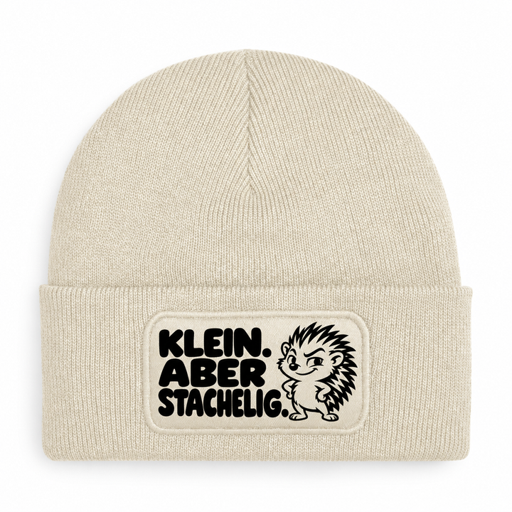 Mütze KLEIN. ABER STACHELIG. Comic-Igel Beige