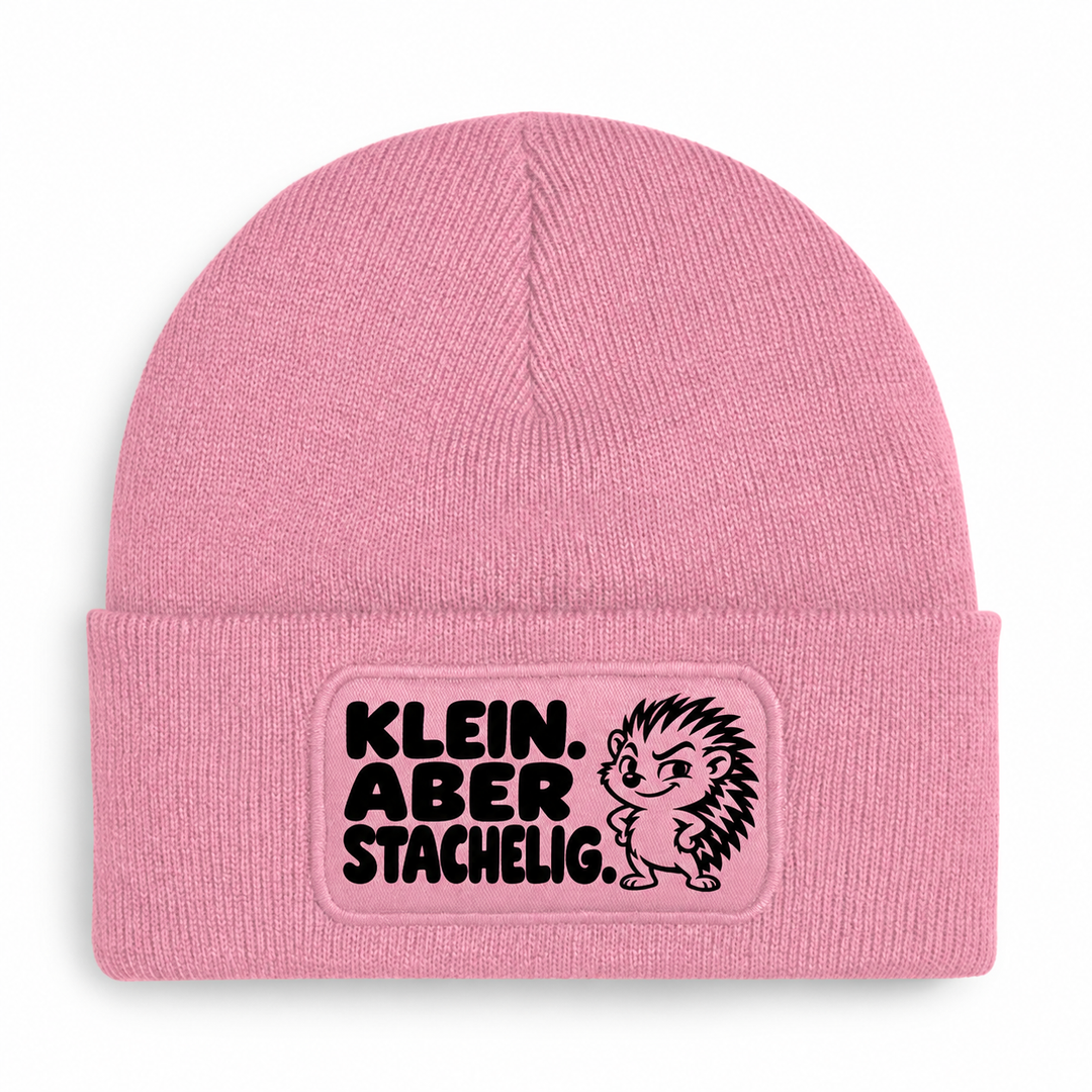 Mütze KLEIN. ABER STACHELIG. Comic-Igel Rosa