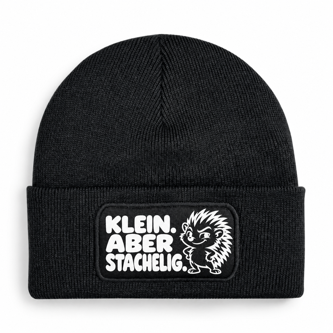 Mütze KLEIN. ABER STACHELIG. Comic-Igel Schwarz