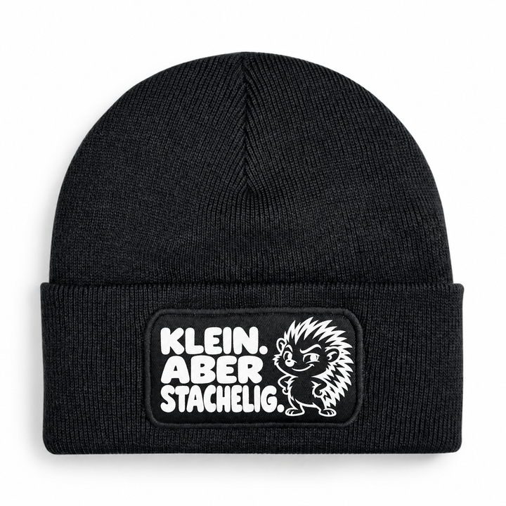 Mütze KLEIN. ABER STACHELIG. Comic-Igel Schwarz