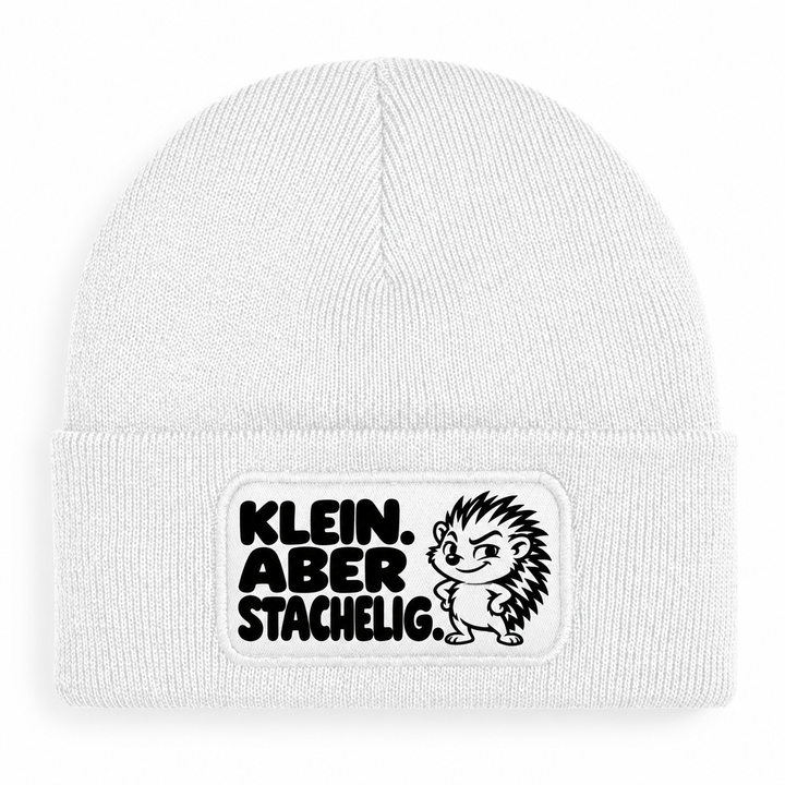Mütze KLEIN. ABER STACHELIG. Comic-Igel Weiß