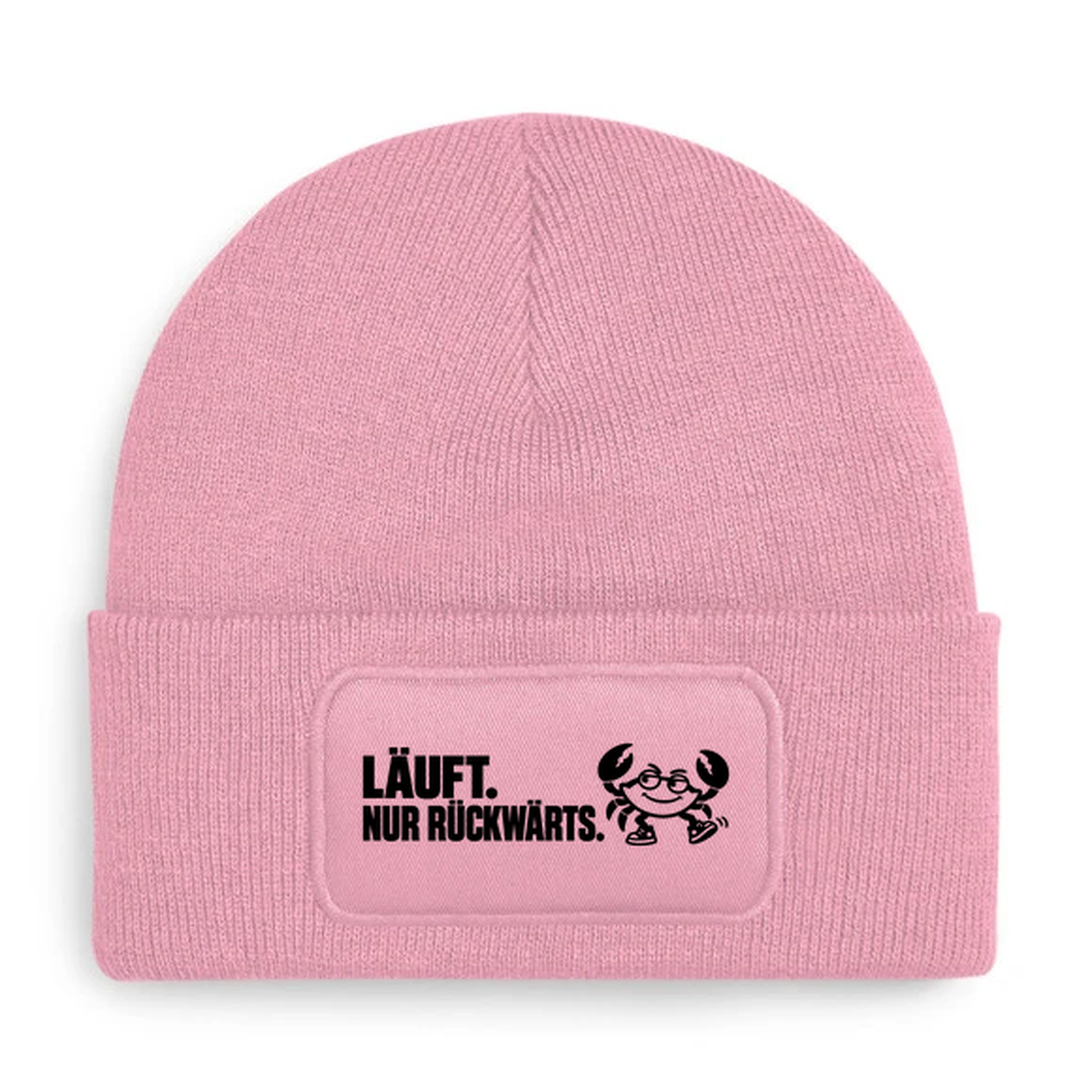 Mütze LÄUFT. NUR RÜCKWÄRTS. Comic-Krabbe Rosa