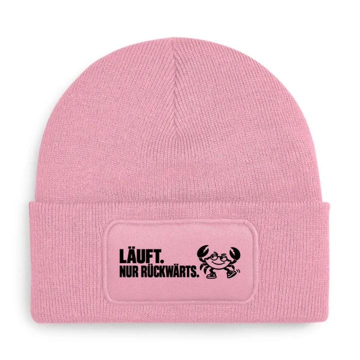 Mütze LÄUFT. NUR RÜCKWÄRTS. Comic-Krabbe Rosa