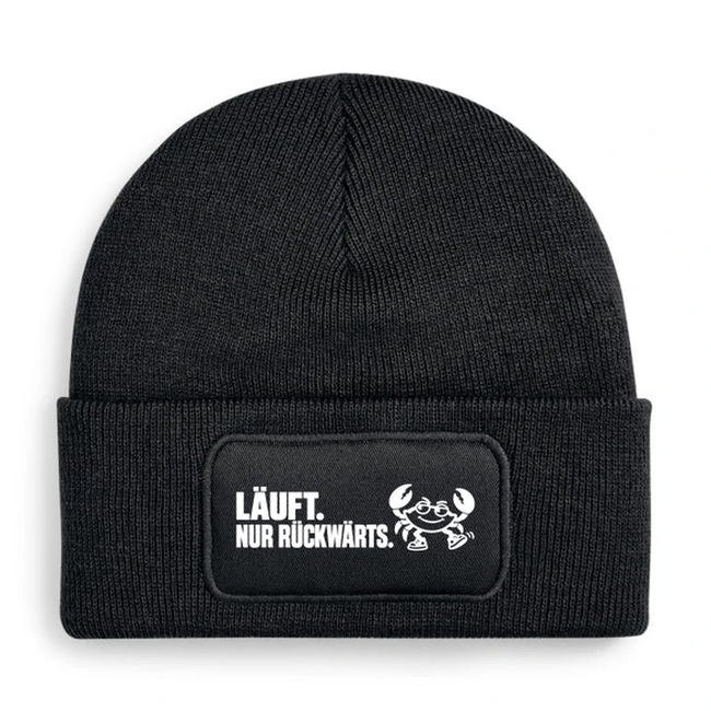 Mütze „LÄUFT. NUR RÜCKWÄRTS.“ – Comic-Krabbe | 7 Farben