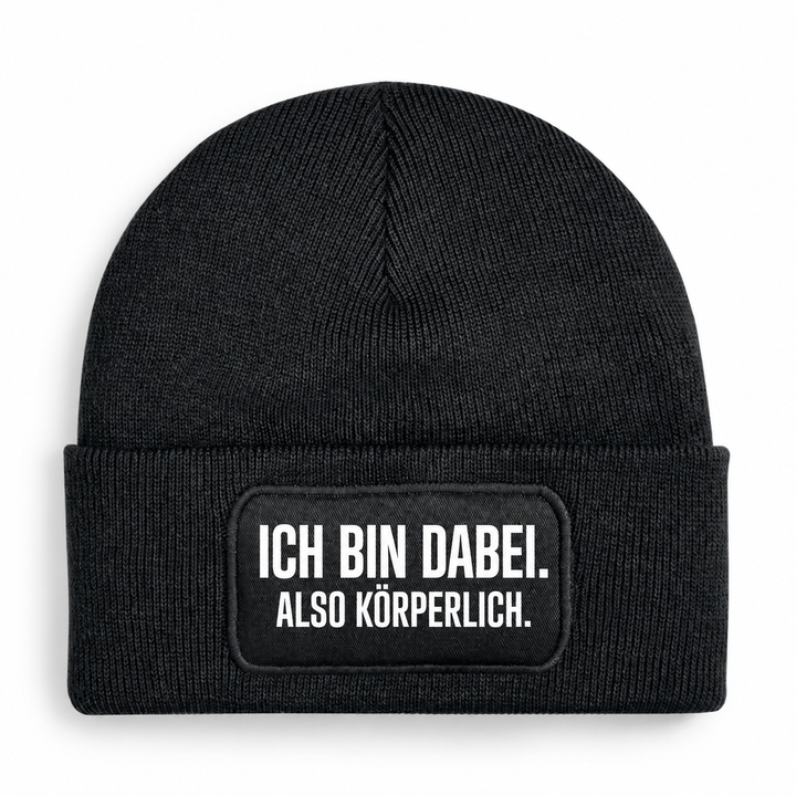 Mütze ICH BIN DABEI. ALSO KÖRPERLICH. in Schwarz