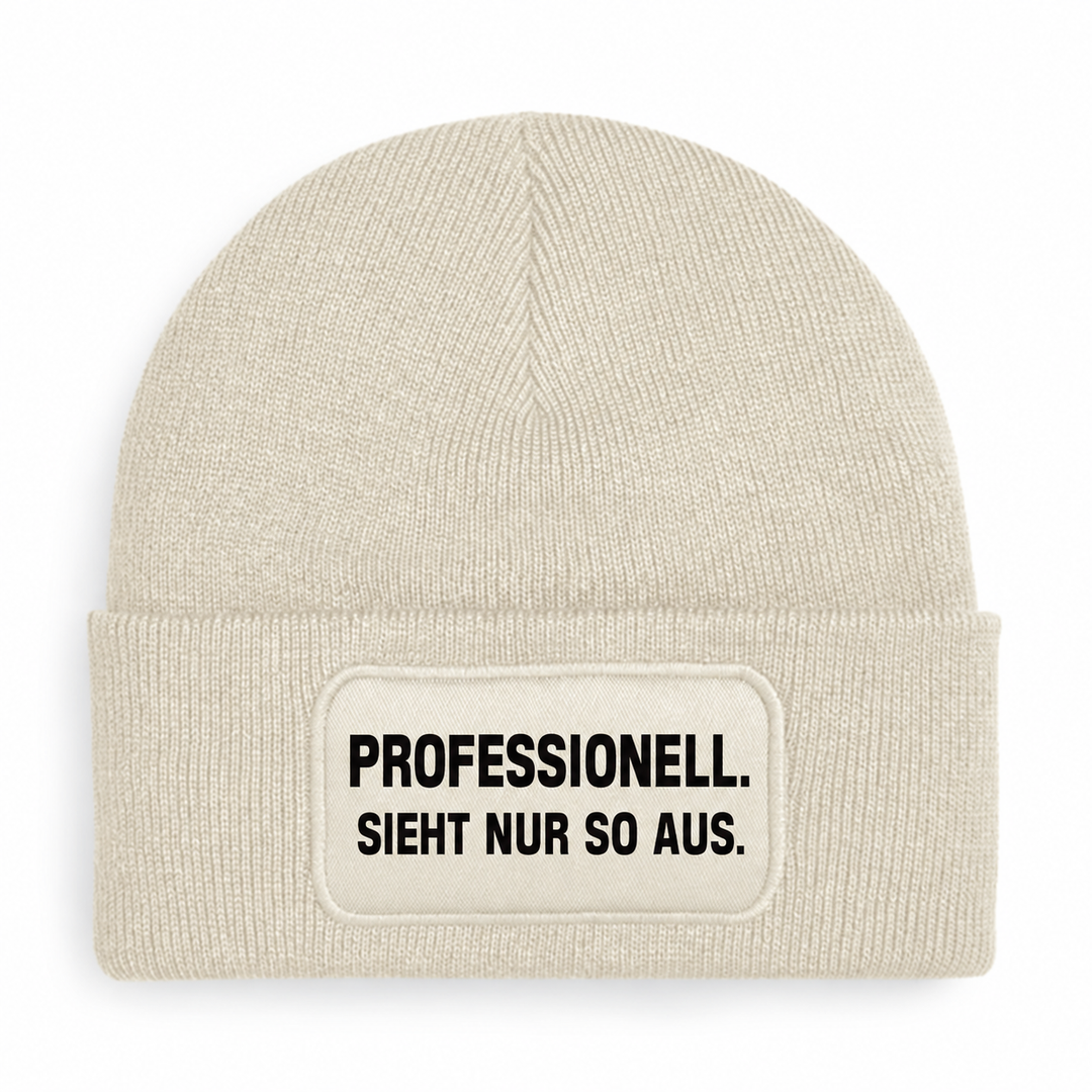 PEPAM Mütze PROFESSIONELL. SIEHT NUR SO AUS. – Beige, Vorderansicht