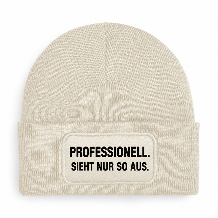 PEPAM Mütze PROFESSIONELL. SIEHT NUR SO AUS. – Beige, Vorderansicht
