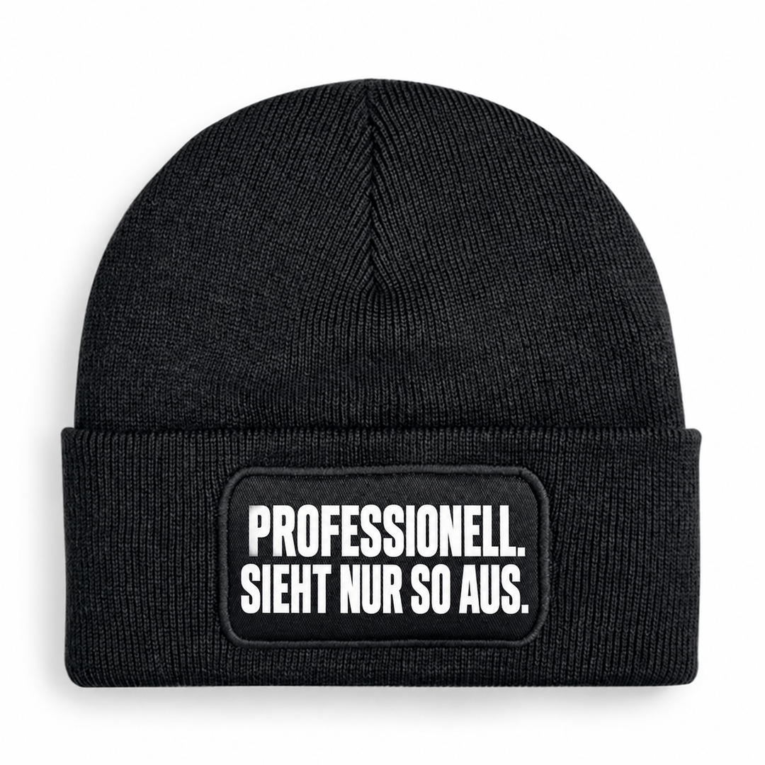 PEPAM Mütze PROFESSIONELL. SIEHT NUR SO AUS. – Schwarz, Vorderansicht