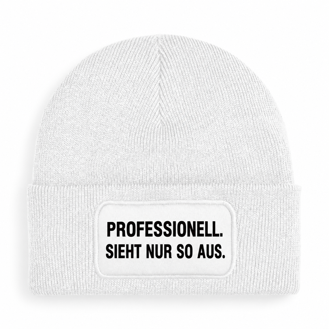 PEPAM Mütze PROFESSIONELL. SIEHT NUR SO AUS. – Weiß, Vorderansicht